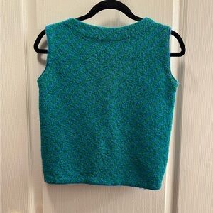 Vintage Jane Irwill Blue and Green Striped Sleeveless Knit Top
